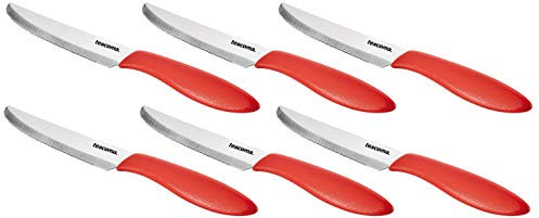 Tescoma 863054.20 Coltello Tavola, Acciaio Inossidabile, Rosso, 6 unità