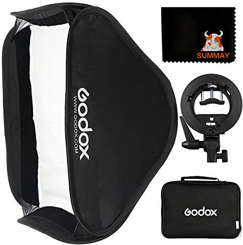 GODOX Foldable Softbox Kit 24x24/60x60cm with S-Type Flash Bracket Bowen Mount Holder for Camera Flash Speedlight Studio Photography (SFUV6060)