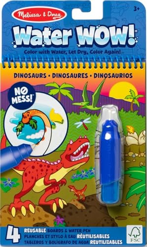 Melissa & Doug Water Wow! Libro Magico da Colorare con Pennello ad Acqua - Tema Dinosauri, Gioco Educativo da Viaggio per Bambini, 3+ Anni