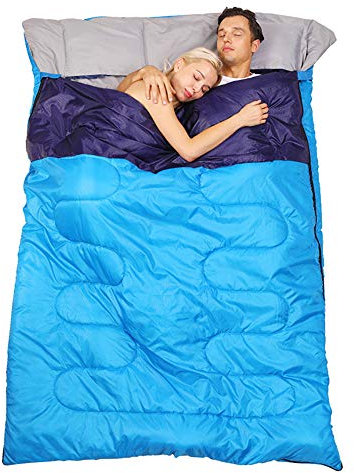 Doppel Schlafsack 3 Seasons Tragbare Camping Pad Queen Size 2 Person Verbreiterte Indoor Outdoor für Erwachsene, Kinder, Paare,2.2kg