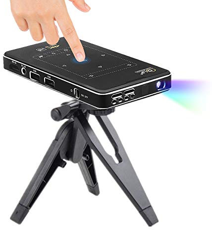 QWEASDF Mini Projecteur, WiFi Haute Définition DLP Projecteur Vidéo, Intégré dans Le Système Android, Batterie Rechargeable, Très Approprié pour Le Cinéma Maison Et Divertissement en Plein Air