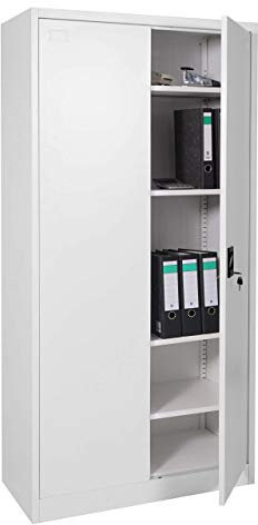 Aktenschrank HWC-H17, Stahlschrank Büroschrank Schrank, 2 Türen abschließbar Metall - 185x90x40cm grau