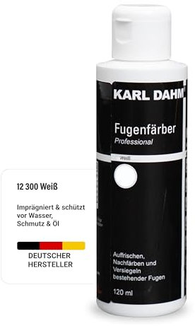 Karl Dahm® Fugenfärber Weiß 120 ml – Hochwertige Fugenfarbe für Innen & Außen | Wasser- & schmutzabweisend | Einfache Anwendung - Art.12300