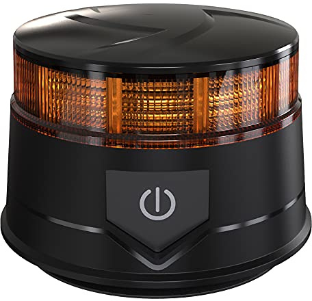 Ryme Automotive Mini Rotativo LED Ámbar con Batería Recargable Litio - Autónomo R65 TA1-7 Funciones · Emergencia Advertencia Señalización · Base Magnética Conexión de carga a mechero