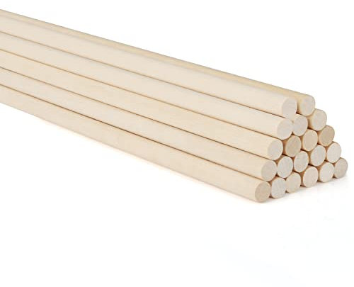 Belle Vous Natural Round Wood Dowel Rods (20 Pack) - 91.2cm / 35.91 Inches - Extra Long Unfinished 9.5mm Wooden Craft Sticks - Dowels for Woodcraft, Art Projects, Decorations & DIY Crafts