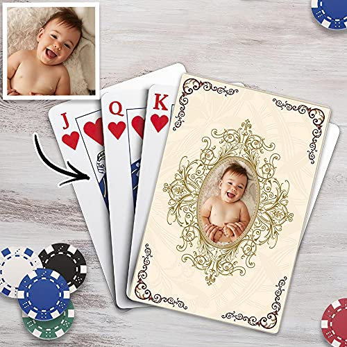 VEELU Personalisierte Pokerkarten mit Foto & Text Anzahl Plastik Wasserdicht Spielkarten mit Bedrucken Bild Kartenspiel mit Erwachsene Familie Freund Kinder Casino