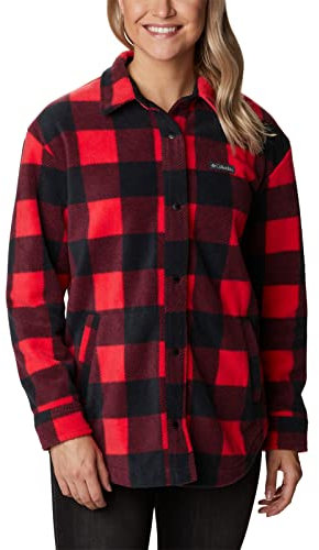 Columbia Benton Springs Veste chemise pour femme, Imprimé lys rouge à carreaux, XS