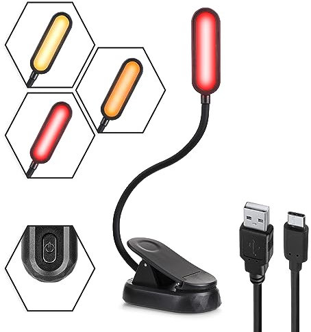 Amber Reading Lights for Books in Bed – Red Book Light for Reading in Bed - Amber Book Light Clip On