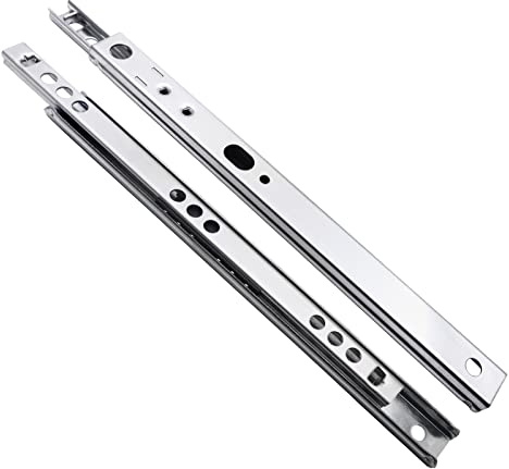 Funnytek 1 Paar Schubladenschienen, teilauszug mit Rollen Schubladen Schienensystem mit Teilauszug (17mm x 246mm), Silber