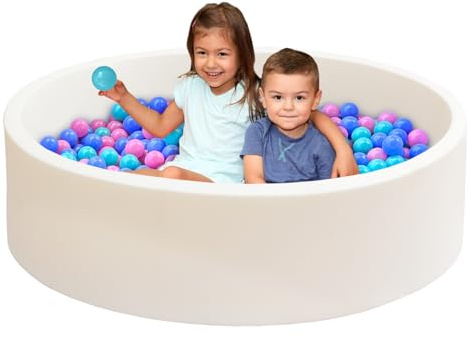 Baby Ball Pit for Toddlers, 47.2 x 13.8 Foam Ball Pit for Kids, Soft Round Ball Pool for Baby, Indoor and Outdoor Playpen, Ideal Gift for Children, White, (Balls not Included)