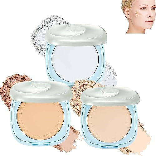 Lot de 3 poudres compactes pour crème solaire et blanchiment - Protection solaire SPF15+ - Étanche à la transpiration - Pour le visage
