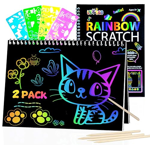 OSLINE Arts and Crafts for Kids Ages 3-5-10 Girls Boys,Rainbow Scratch Paper Art Notebooks,Art Supplies Kit for Gift, Party Favor Toys for 4-8 Year Old,Easter Birthday Gifts for Kids 6-12