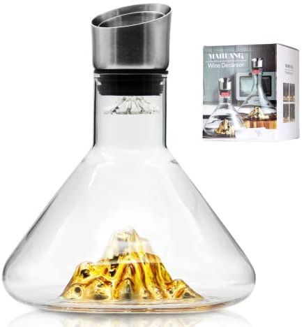 Carafe à vin Jinshan, carafe à vin rouge Jinshan avec aérateur, verre en cristal sans plomb soufflé à la main, carafes à vin en forme de Jinshan, cadeaux de vin for Noël, accessoires de vin-1500 ml/38