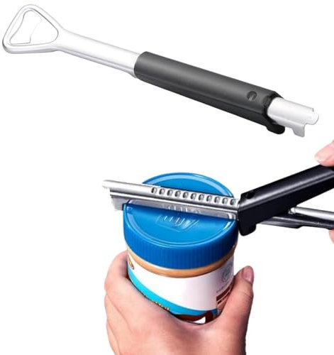 Apribarattoli,Cavatappi,Multifunzione Apriscatole,Apriscatole multifunzionali regolabili in acciaio inossidabile,Cavatappi Universale,per Cucina, Ristorante, Anziani, Donne, Bambino, Artrite