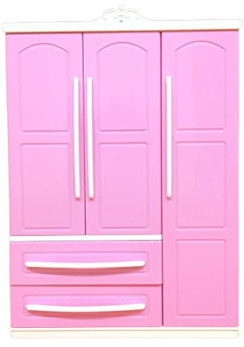 Miniature Dollhouse Cabinet, Doll Closet Clothing Organizer Wardrobe with Storage for Dolls Clothes and Jewelry