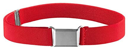 NestNook Ceinture réglable pour enfants garçons et filles Ceintures élastiques extensibles avec boucle carrée argentée, Rouge, taille unique