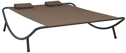 Gecheer Outdoor-Loungebett Sonnenliege Sonnenbank Gartenliege 200 x 173 x 45 cm (L x B x H) Mit 2 Kissen,Waschbare Kissenbezüge,Stoff (100% Polyester), Stahl