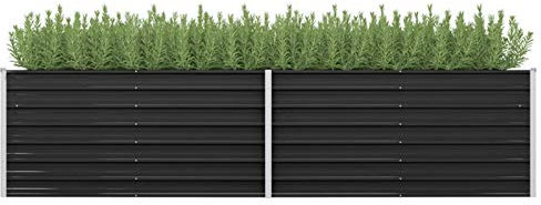 ARKEM Lit surélevé de Jardin Anthracite 320x80x77 cm Acier galvanisé,Bordure Pierre,Kit Gabion,Gabion Jardiniere