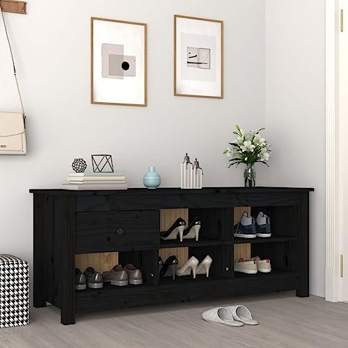 DYRJDJWIDHW schuhregal weiß,schuhschrank Weiss,Kleiner Schrank,Schuhschrank Schwarz 110x38x45,5 cm Massivholz KieferFür Türöffnungen, Korridore