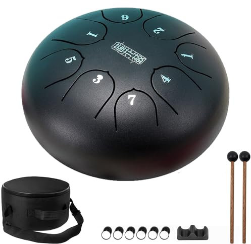 Stahlzungentrommel, Steel Tongue Drum, Zungentrommel Aus Stahl, Handpan Drum, Tongue Drum, Mini Drum, Zungentrommel, Mit Drum Mallet Finger Picks Percussion für Meditation Yoga