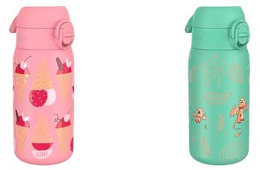 ion8 Kinder Trinkflasche, Edelstahl 400ml, Auslaufsicher & Kinder Trinkflasche, Edelstahl 400ml, Auslaufsicher