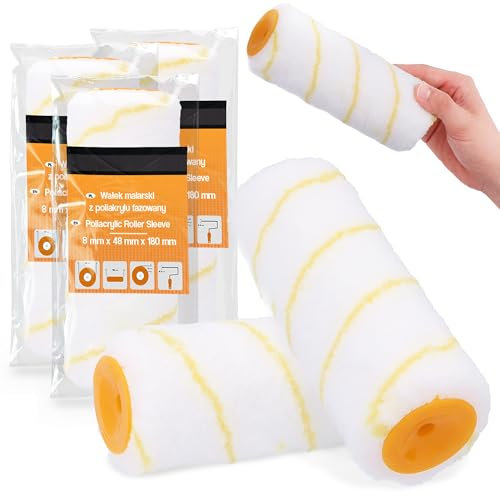 3x Rouleau 18 cm Rechange Peinture Latex Émulsion Surfaces Pour Façades Murale Anti-Projections Antigoutte Fournitures De Peinture Laque Universel