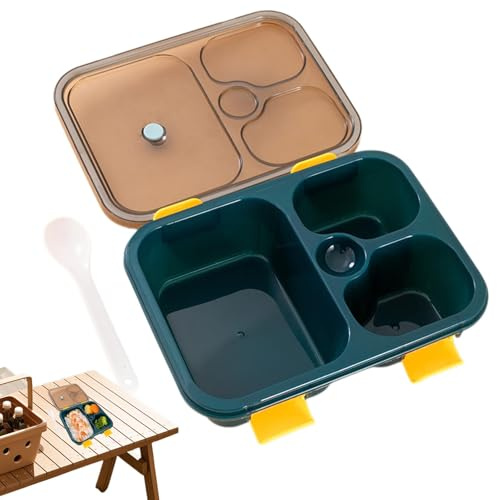 Lonchera escolar para niños, recipientes de gran capacidad con 4 divisores, contenedor de salsa, recipientes ligeros para preparación de comidas para niños, estudiantes y adultos