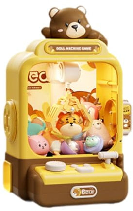 Machine à Griffes, Mini Machine à Pinces pour Enfants, Machine à Pince avec Son et Musique, Machine à Griffes En Peluche, Distributeur de Bonbons, Cadeaux de Noël pour Enfants, Filles Garçons, Brun