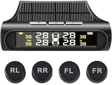 Reifendruckkontrollsystem, Reifendruckkontrollsystem mit Solarladung, TPMS-Solarmonitor mit 4/6 externen Sensoren, Echtzeit-Druck- und Temperaturüberwachung für Wohnmobil und Anhänger, einfach zu