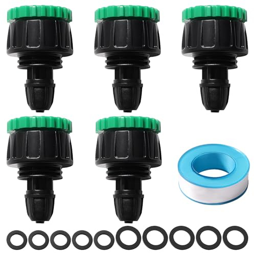 VooGenzek 5 Pezzi G1/2 G3/4 a 4/7 mm Giunto di Irrigazione Microspray, Adattatore per Tubi di Irrigazione a Goccia con Fibbia di Bloccaggio, Giunto Agricolo di Irrigazione, per Prati, Giardini