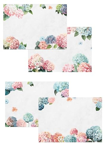 Dinnergut | 4 x 12 sets de table en papier avec motif hortensia | 48 pièces DIN A3 | Papier de qualité supérieure | Sous-main avec hortensias multicolores | Fleurs, jardin, fête, été | Sets de table