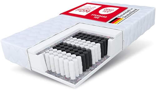 FDM Matratze 90x190 cm Härtegrad H3 Höhe 23 cm Taschenfederkernmatratze Polyurethan-Schaum 7 Komfortzonen mit Hypoallergenem Waschbarem Premium-Bezug Oeko-Tex Medic MAX
