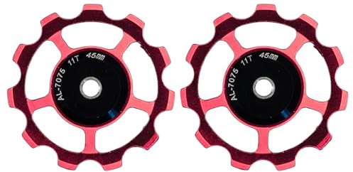 cyclingcolors 2x Puleggia Deragliatore Posteriore Alluminio 7075 Anodizzato Rosso Cuscinetto Sigillato 689-2RS Catena Bici Ciclo MTB Strada Città, 11 denti