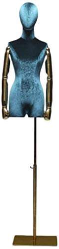 SHANYAYALI Weibliche Schaufensterpuppe Torso Körper Kopf Kleid Form mit flexiblen Armen Goldständer für Kleidung Kleid Schmuck Display (dunkelgrün)