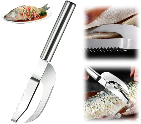 Fauppt Fish Scales Scraping Tool, Multifunction Stainless Steel Fish Scale Knife Fish Cleaning Kit,Fish Scale Remover for Home Market Restaurant Use (1pc)