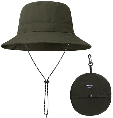 BBXWANG Packbarer Bucket Hat für Damen, Leichter Fischerhüte, Verstellbarer Schlapphut, Sonnenhut Herren (Green)