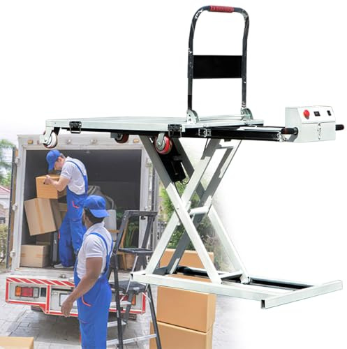 PLMNBQWE Elektrischer hydraulischer Hubwagen, klappbarer Materialaufzug, Werkzeuge für die Logistikhandhabung, für Materialhandhabung und Transport