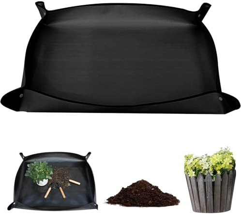 YUNYU Pflanzenmatte, 100x150cm, schwarz, wasserdicht, faltbar | Große Umtopfmatte, Für Eintopfen und Setzlinge, Für Bodenwechsel, Für Beschneiden