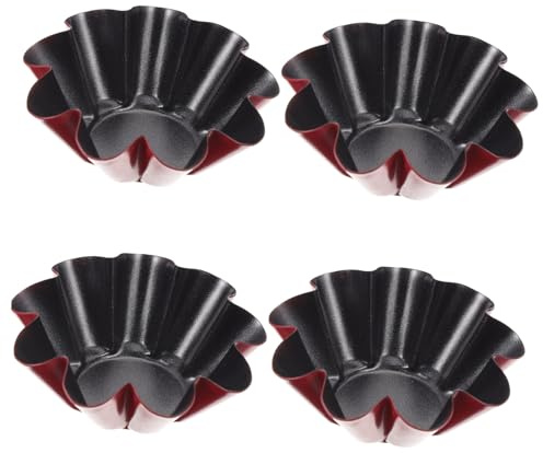 NOLITOY 4pcs Reusable Egg Tart Molds Baking Mold Carbon Steel Egg Tart Pan for Baking Supplies for Home Activities