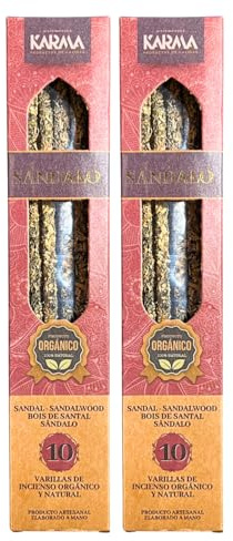 Pack 2 Cajas DE Incienso ORGÁNICO Natural DE SÁNDALO Hecho A Mano (10 Varillas por Caja).