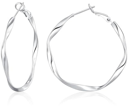 BMMYE Gold-Creolen Für Damen, 925 Sterling Silber,Leichte Hypoallergene Creolen Aus Sterlingsilber Für Frauen 30MM 40MM 50MM 60MM