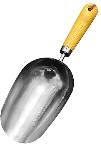 per terriccio – Pala a mano in acciaio, multiuso, pala da giardino, pala compatta per trapianto, piantare, scavare, coltivare, con manico in legno
