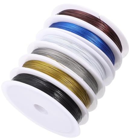 Angoily 6 piezas Alambre de Cobre Recubierto para Bisutería Resistencia la Corrosión Cuerda Trenzada para Pulseras Collares y Manualidades