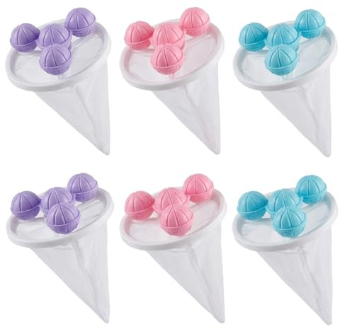 6Pcs Pet Hair Remover Washing Machine Filter Mesh, Pet Hair Catcher，Dog Hair Remover Washing Machine, with Pattern Design, Blue Pink Purple Colour Variants, Suitable for Various Washing Machine Models