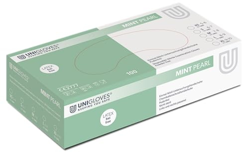 Unigloves Pearl ColorLine - Guantes desechables (nitrilo, talla M), color verde menta