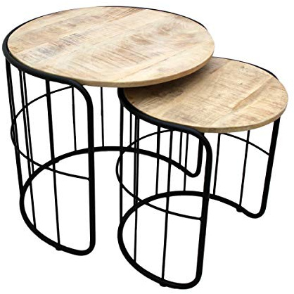 Gall&Zick Couchtisch, Beistelltisch, Mangoholz, Wohnzimmertisch, Kaffeetisch, (Couchtisch 2er Set)