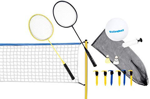 Scatch volleyboll- och badminton-set – fjäderbollset – med nät, racketar, shuttlar och boll – 310 x 168 cm