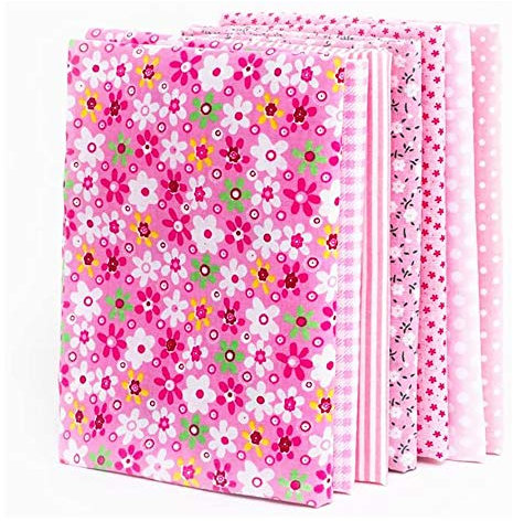 Yeeyf 7 delar (50 x 50 cm) olika mönster lapptäcke flera färger tyg hantverk tryckt bomullsmaterial blandade fyrkanter bunt quiltning bomullstyg sömnad gör-det-själv set