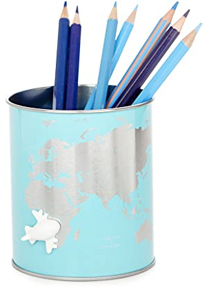 balvi Stiftehalter Globe Farbe Türkis Halten Sie Ihren Schreibtisch organisiert Dose für Schreibstift