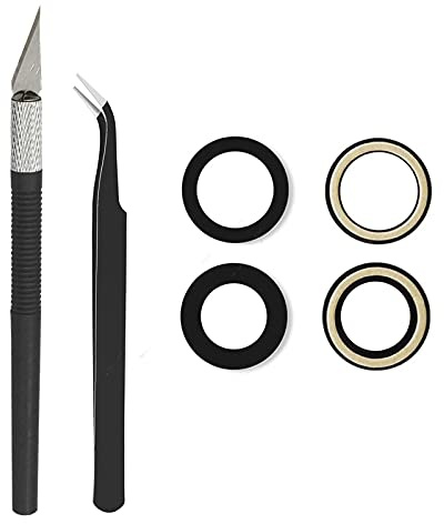 Cemobile Rückseite Saphirglas Kamera Objektiv Glas Ersatz Kompatibel mit iPhone 12 und iPhone 12 Mini mit Kleber vorinstalliert, antistatische Pinzette, Präzisionsmesser Reparaturwerkzeug Kit